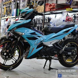 Tem trùm exciter 150 mx xanh ngọc decal 3 lớp cực chất - decal exciter mx king xanh đen