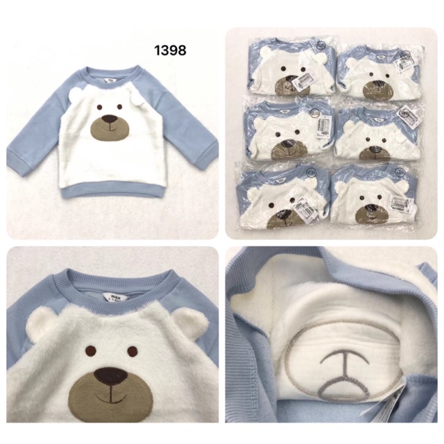 Áo nỉ gấu sz 3-24m