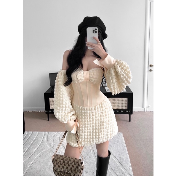 DII COLLECTION - Đầm thiết kế corset nơ xốp trễ vai