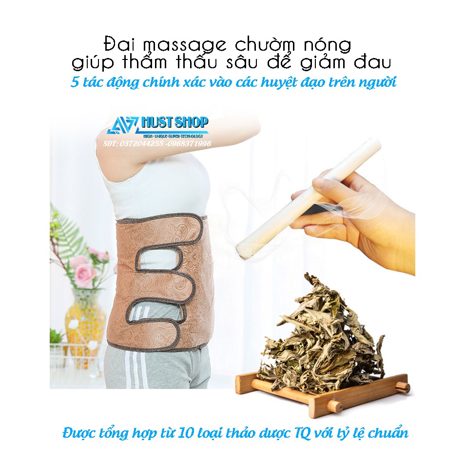 Đai massage, quấn chườm nóng từ ngải cứu - Chữa đau xương khớp, nhức mỏi vai gáy, Thoát vị đĩa đêm