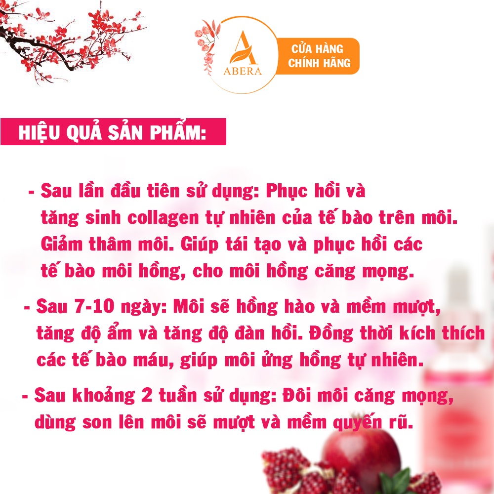 Serum hồng môi khử thâm Belina Abera 20ml - Dưỡng môi hồng căng bóng tự nhiên, giảm thâm môi, khô môi nứt nẻ nhanh chóng