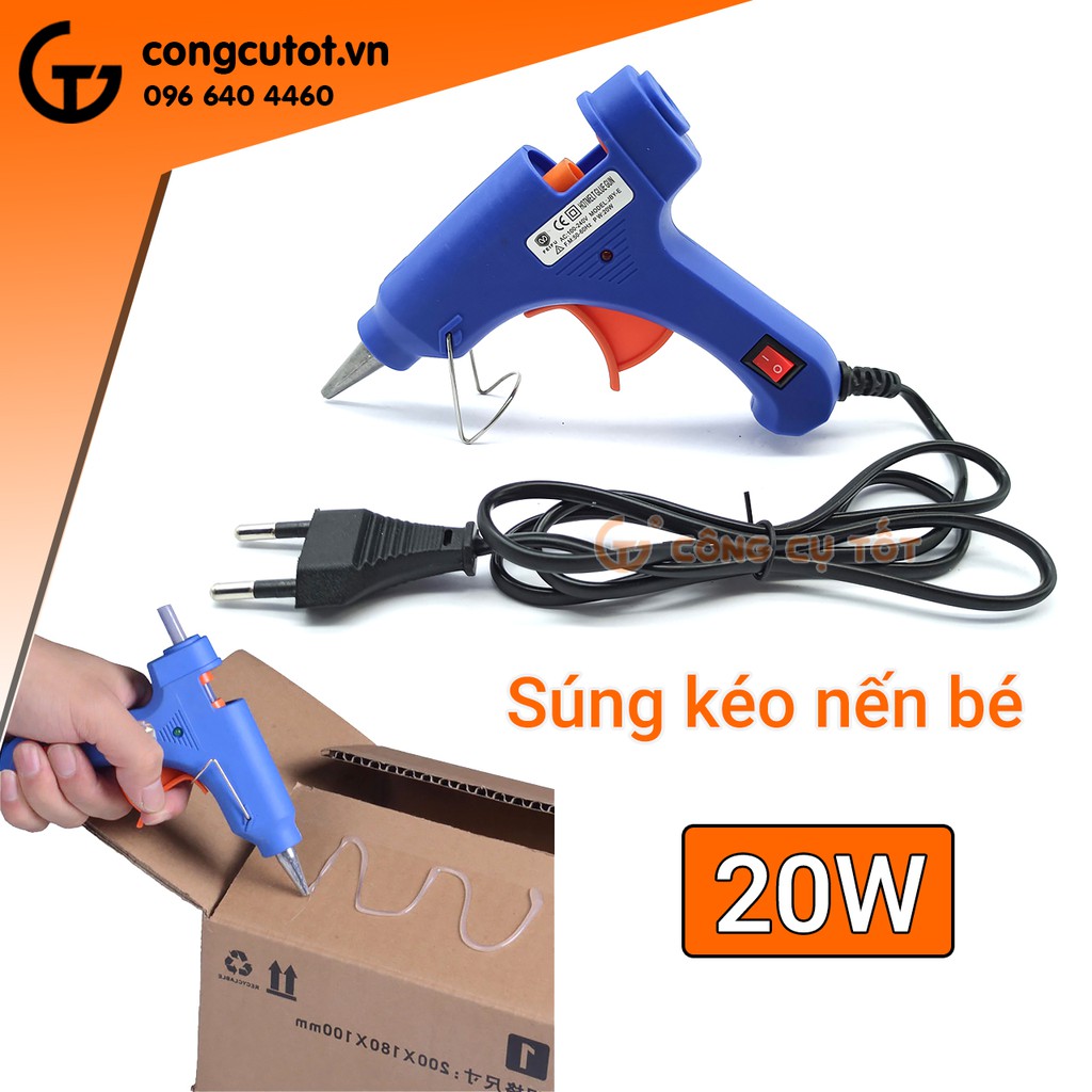 Súng kéo nến bé 20W tặng 10 cây keo nến vàng tươi trong