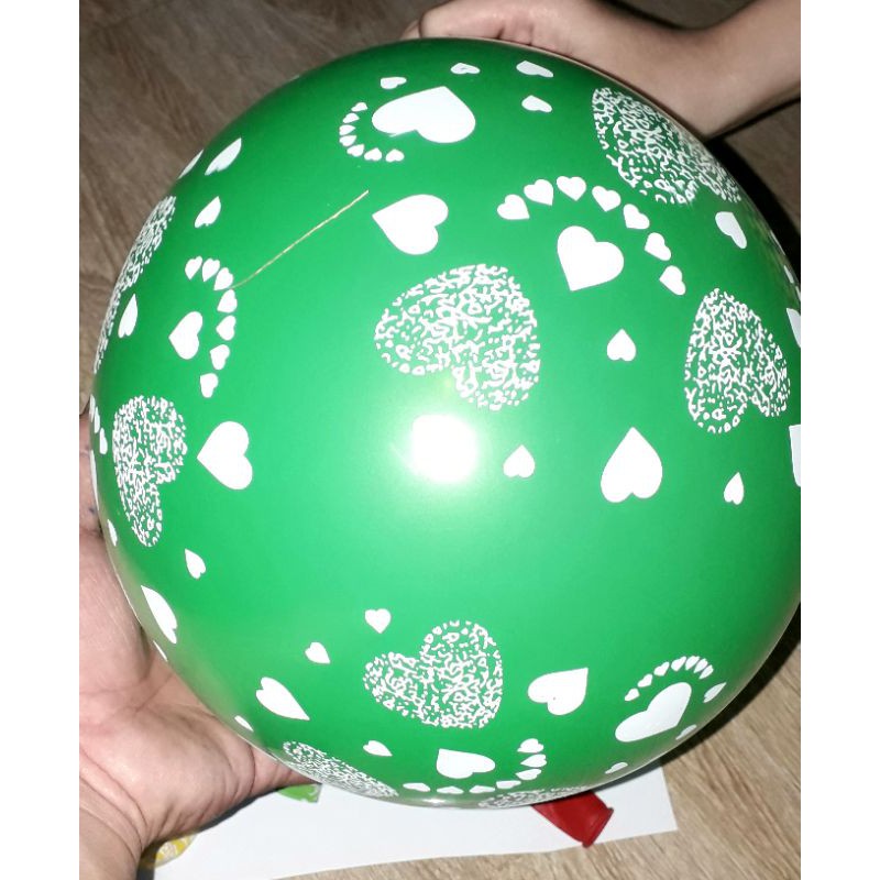 Sét 8 cái bong bóng in hoa và chữ nhiều màu khi bơm lên đường kính 35cm