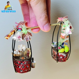 Mô hình xe hàng rong sài gòn xưa tí hon - thế giới tí hon- gánh bánh tráng trộn hr23