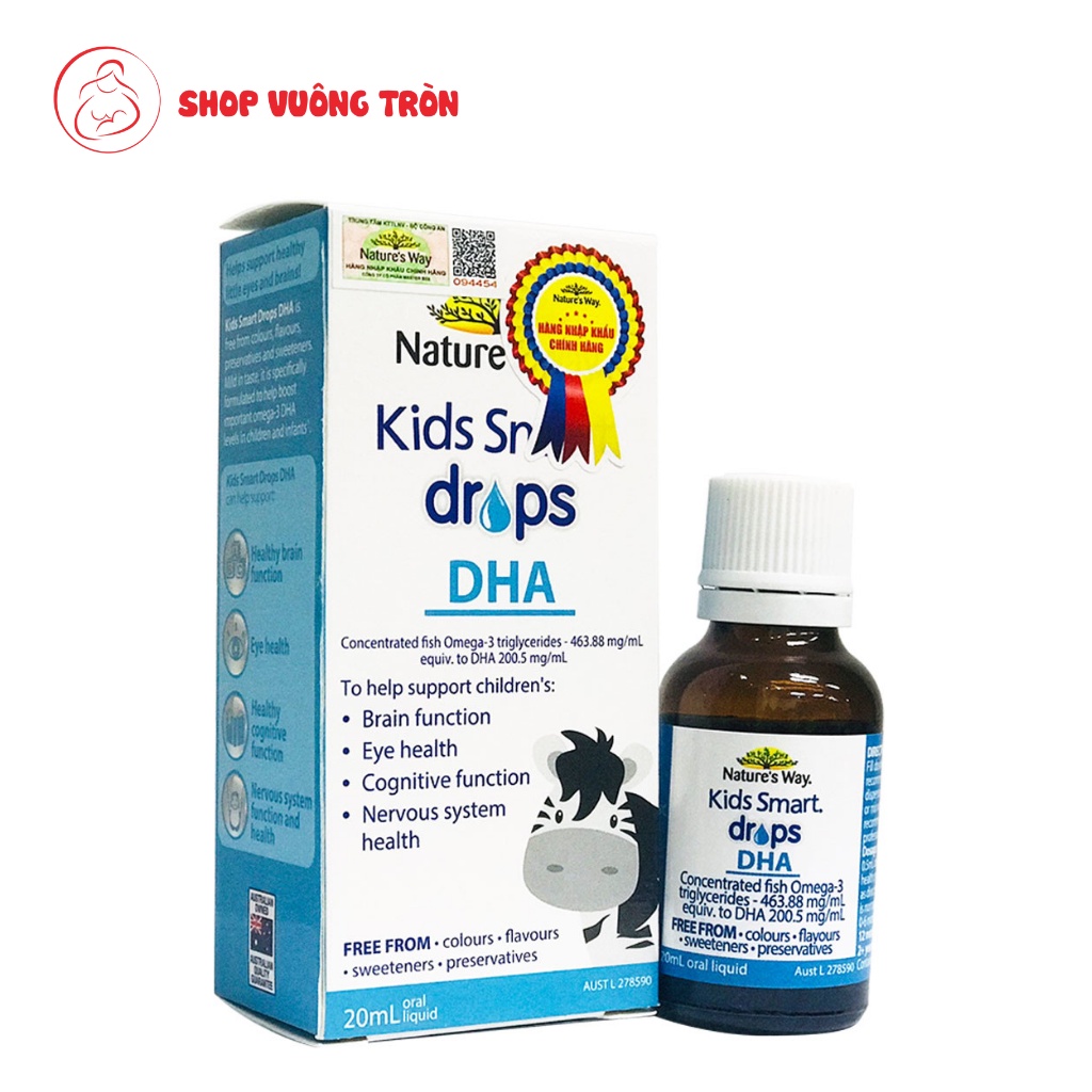 DHA Tăng IQ  Phát Triển Não Bộ Cho Bé Nature's Way Kids Smart Drops Dạng Giot Dung Tích 20ml