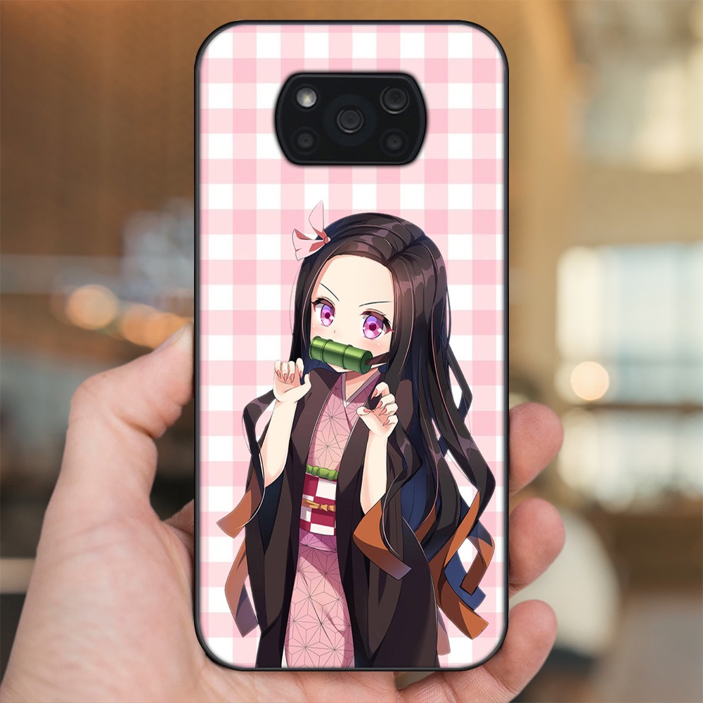 Ốp lưng Xiaomi Poco X3, Poco X3 Pro, Poco X3 NFC viền đen in hình Nezuko Kimetsu no Yaiba