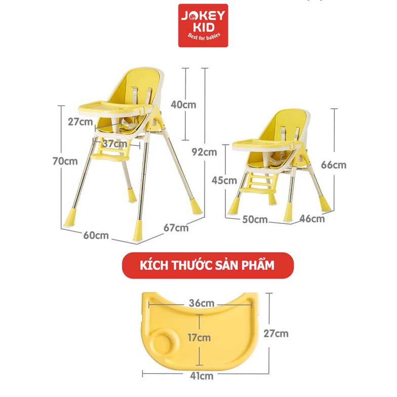 Ghế ăn dặm cho bé cao cấp Jokey V5 điều chỉnh độ cao tặng kèm đệm lót - Bảo Hành 24 tháng