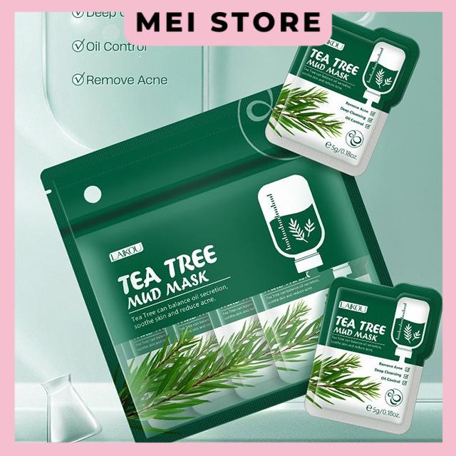 Set 12 Mặt Nạ Bùn Tea Tree Mud Mask Chiết Xuất Từ Cây Tràm Trà LAIKOU Loại Bỏ Mụn Đầu Đen