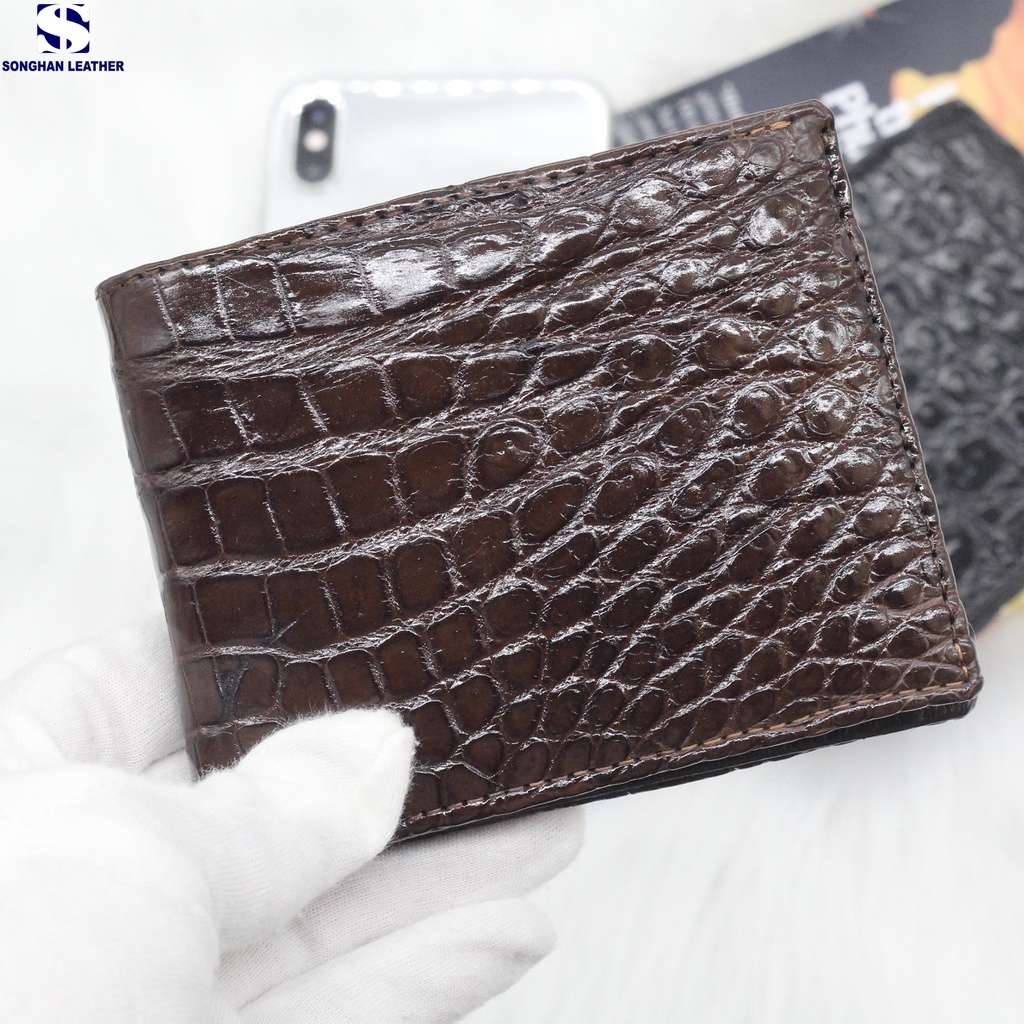 ví da nam, ví nam ngang da cá sấu vân bụng cao cấp đen, xanh, nâu SH099 BH 12 THÁNG