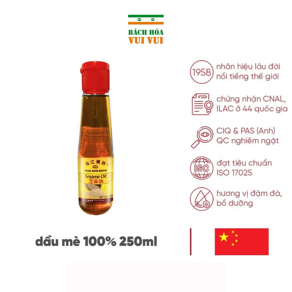 Dầu mè nguyên chất 100% pearl river bridge 250ml sesame oil - ảnh sản phẩm 1