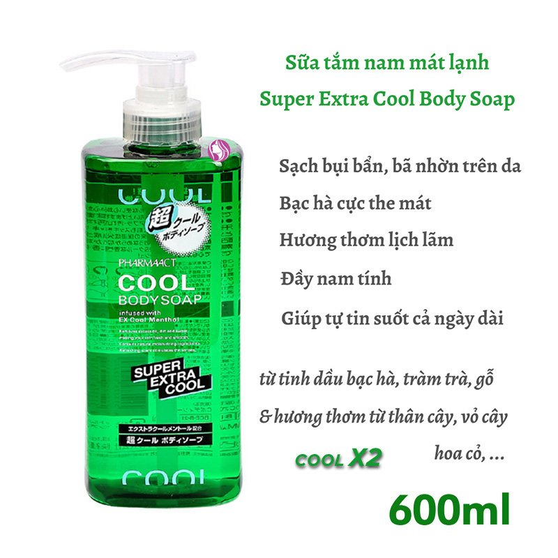 Sữa tắm bạc hà siêu mát lạnh Pharmaact Extra Cool Body Soap - Nhật Bản - 600ml