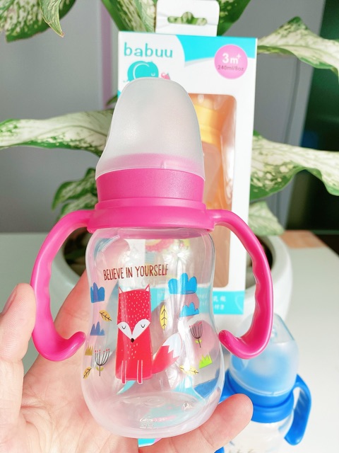 Bình sữa cổ thường PP 120ml/240ml Babu Baby Nhật Bản