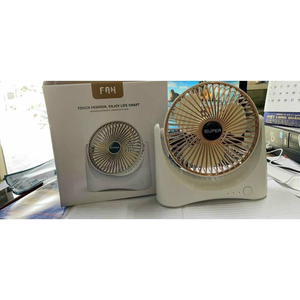 Quạt tích điện mini Super Pan lồng quay 360 độ cắm cổng USB 3 tốc độ gió mạnh m