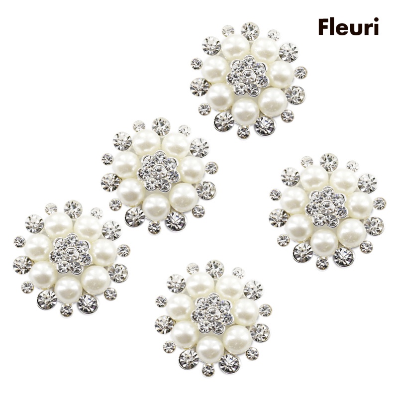 Set 5 Nút Pha Lê Hình Bông Hoa Màu Be 30mm Dùng Làm Đồ Thủ Công DIY