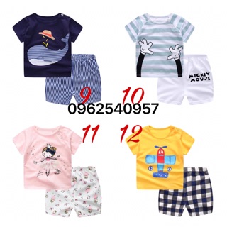 Bộ cộc tay dành cho bé trai và bé gái hàng quảng châu cao cấp