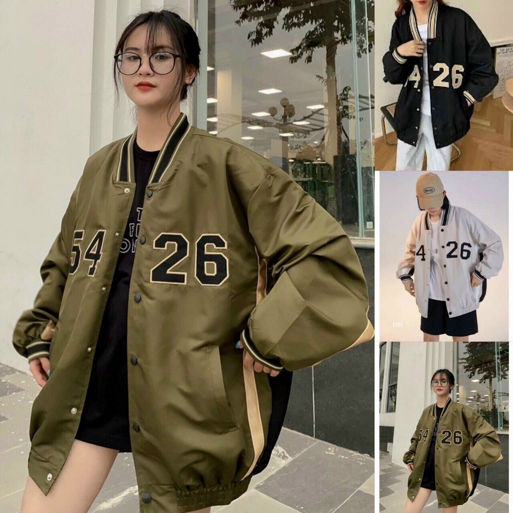 Áo khoác dù bomber jacket phối tay 5426 form rộng nam nữ  unisex 1HIT