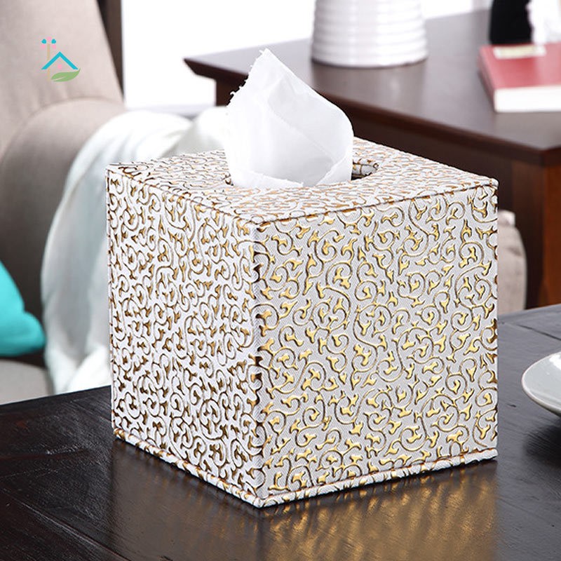 Hộp Đựng Khăn Giấy Hình Vuông Khắc Họa Tiết Dùng Trang Trí Nhà / Văn Phòng / Khách Sạn
