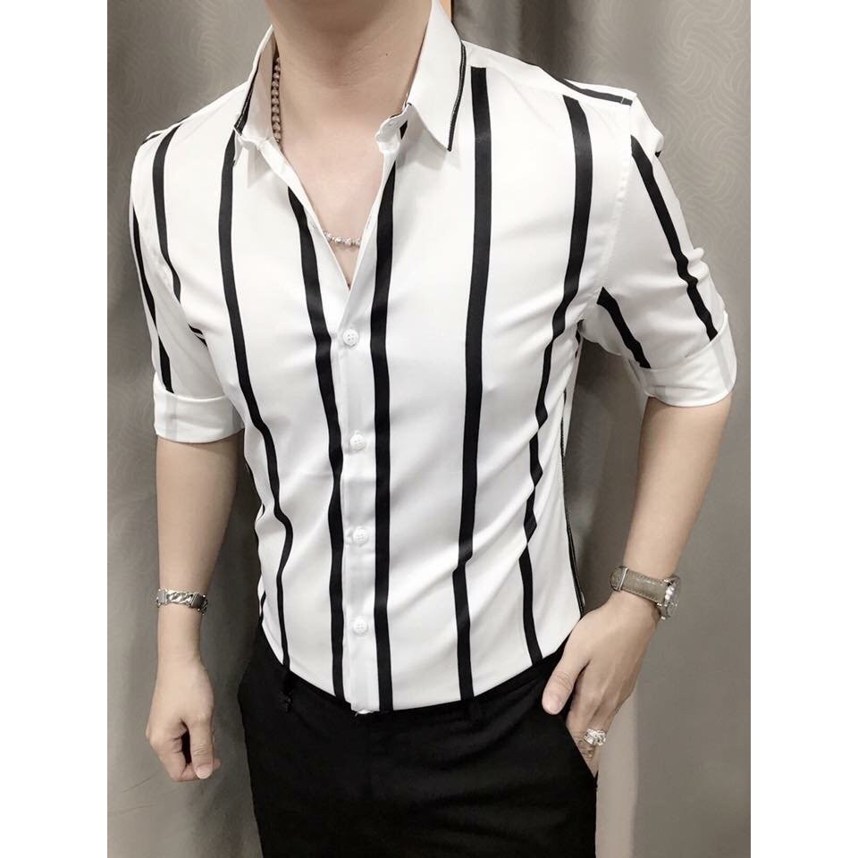 Áo sơ mi sọc lụa cao cấp