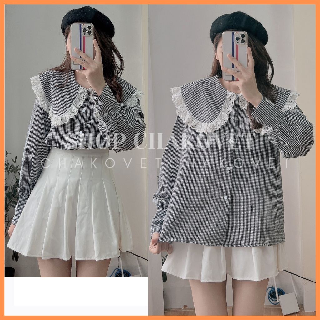 Áo sơ mi nữ dài tay form rộng cổ ren bèo A8166 kiểu áo nữ dáng Babydoll thời trang hàn quốc sang chảnh mặc đi làm đi học | BigBuy360 - bigbuy360.vn
