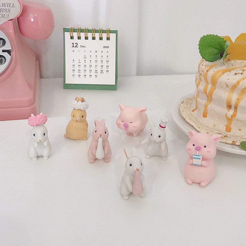 Tượng Thỏ mini trang trí ô tô, bàn làm việc, bánh kem đáng yêu dễ thương Sét 12 chú thỏ 💕FREESHIP 50k💕 - dear.ladies