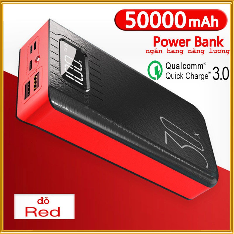 Sẵn sàng Nguồn điện dự phòng 50000mah sạc nhanh USB kép di động với màn hình điện tử Pin ngoài Powerbank