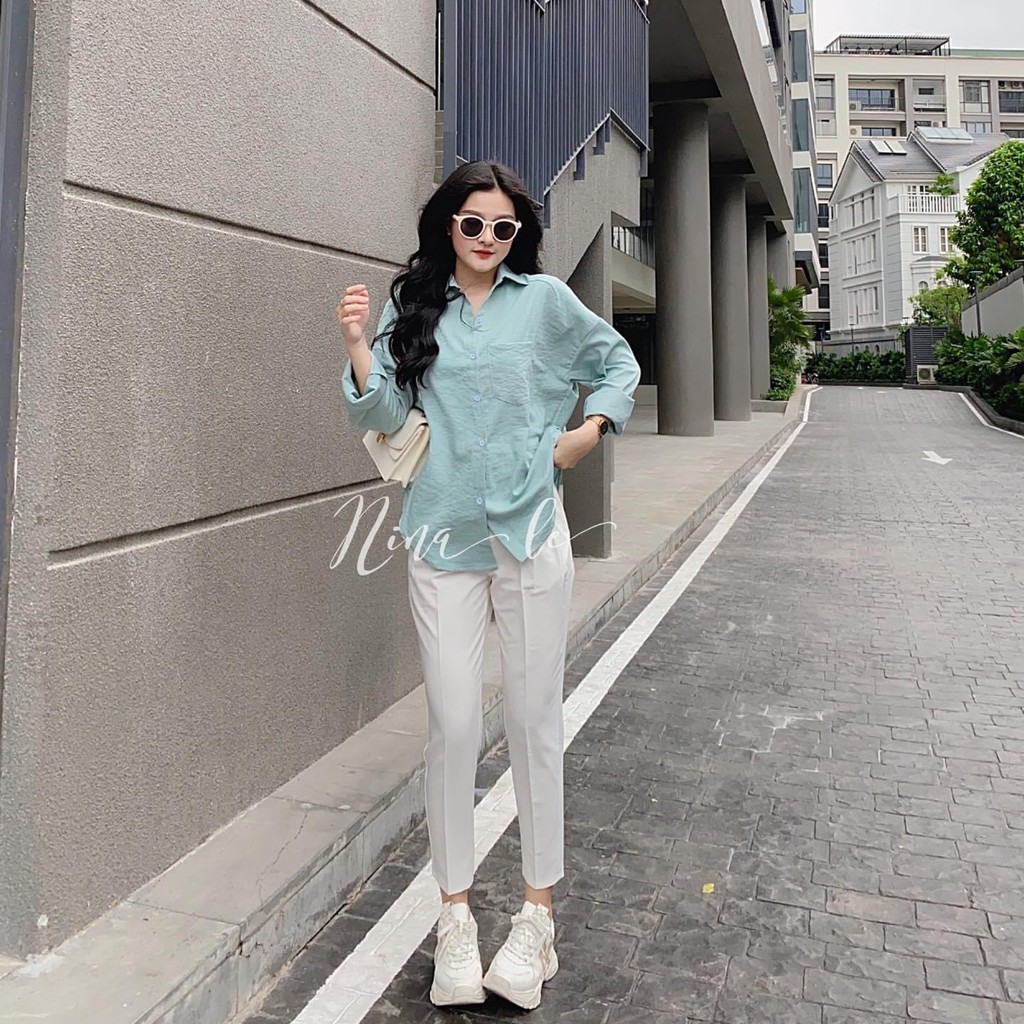 Áo sơ mi dài tay đũi lụa đuôi tôm không nhăn form rộng | BigBuy360 - bigbuy360.vn