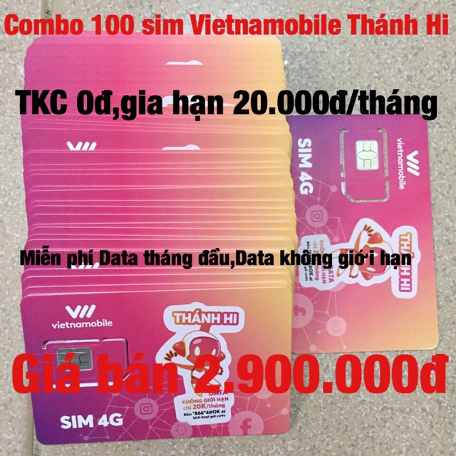 Free Ship 0đ - Combo 100 sim Vietnamobile Thánh Hi