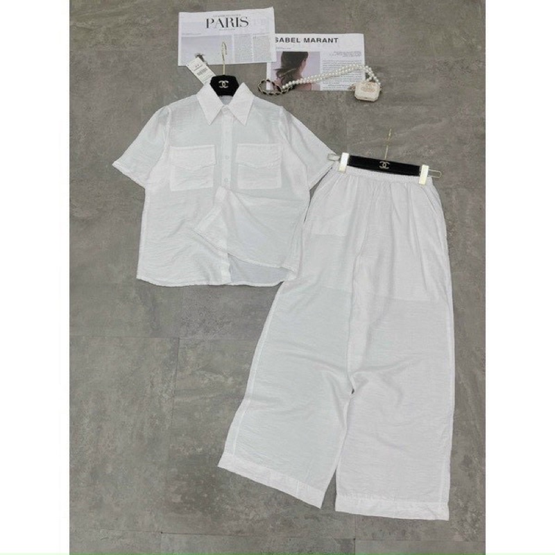 Sét bộ đũi trắng dài tay nắp túi - SHOP THƠM PHẠM