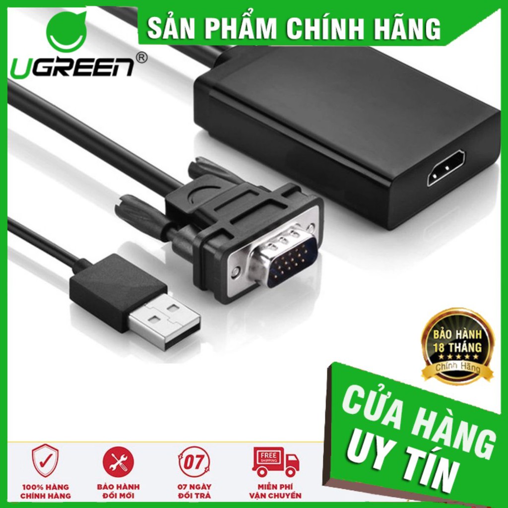 Ugreen 40213 - Cáp chuyển VGA sang HDMI tích hợp Audio ✔HÀNG CHÍNH HÃNG ✔ [Ugreen_Official_Store]