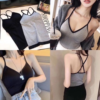 (tổng kho móng cái) (tổng kho lạng sơn) (tổng kho) áo hai dây đệm ngực hàng cao cấp (đen,ghi)