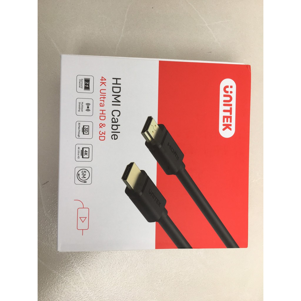 Cáp HDMI 5m Unitek YC140M chuẩn 1.4 4K Ultra HD 3D-Hãng phân phối