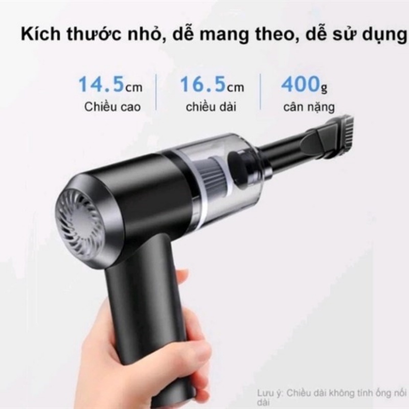 Máy hút bụi bàn phím,bụi bẩn, ga giường, nội thất ô tô tiện  lợi có 2 đầu to nhỏ công suất 120W dung lượng pin 12000PA