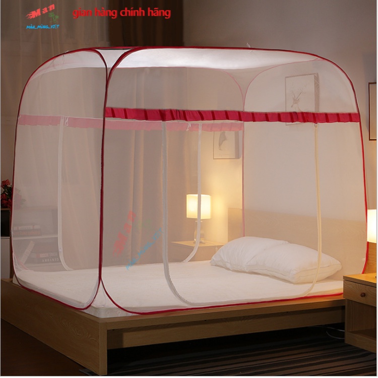 Mùng chụp tự bung người lớn cao cấp Kiều Phi - Màn chụp tự bung đỉnh vuông  1m6 1m8 2m2 gấp gọn