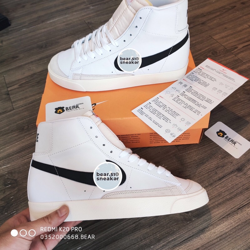 [Bear.sneaker] Giày thể thao Hot Đen trắng Black And White cao cổ bản SC - Da xịn