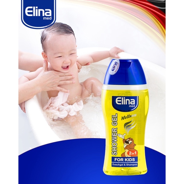 SỮA TẮM GỘI DƯỠNG DA TRỊ RÔM SẢY TRẺ EM ELINA MED SHOWER GEL WELLNESS 2 IN 1 FOR KIDS DUSCHGEL & SHAMPOO 250ML