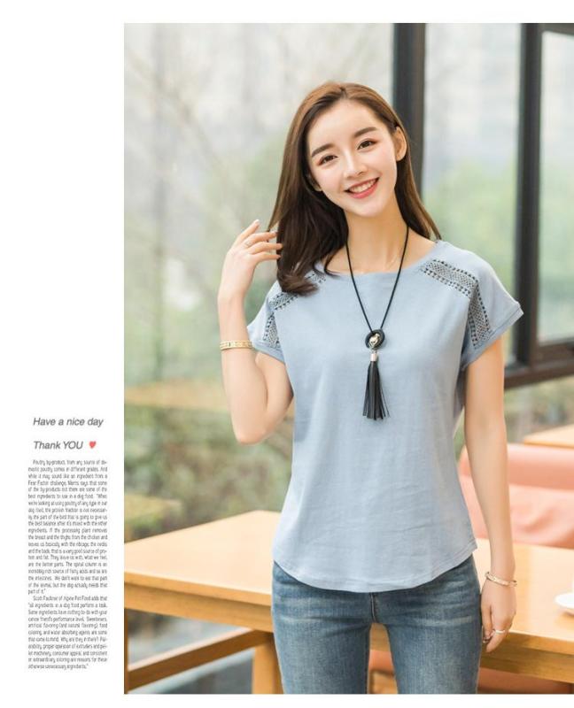 【Available COD】 - -Lal Korean fashion openwork lace O-Neck bat sleeve plus size short-sleeved t-shirt female