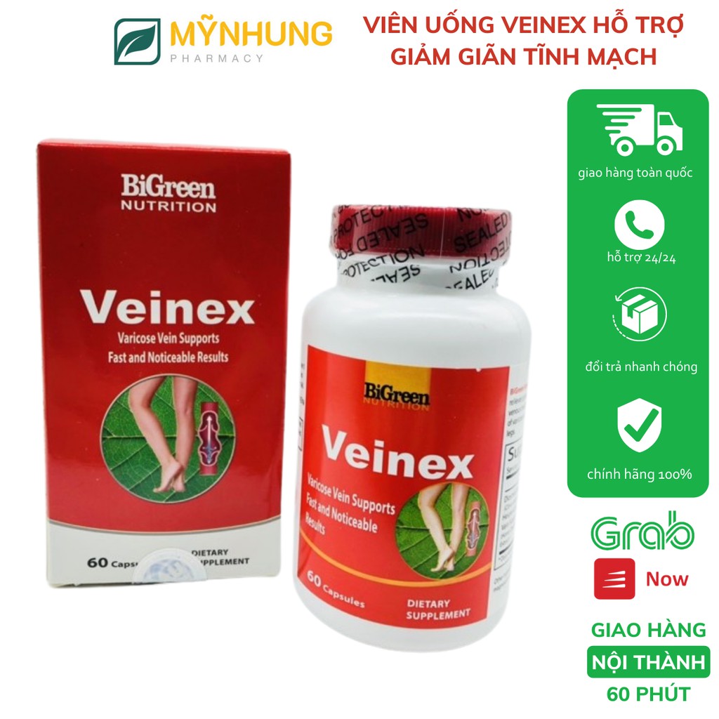 VEINEX- VIÊN UỐNG GIẢI QUYẾT CÁC VẤN ĐỀ TĨNH MẠCH VÀ TRĨ LỌ 60 viên