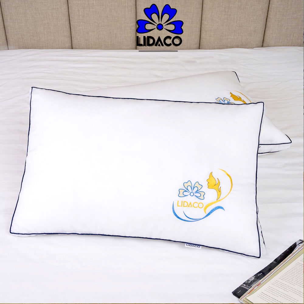 Gối nằm lông vũ nhân tạo LIDACO microfiber cao cấp vải cotton 100% tiêu chuẩn 5 sao - 1 chiếc