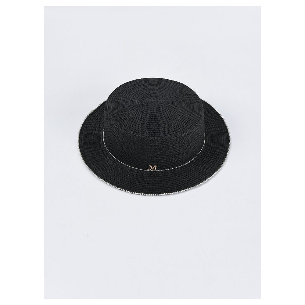 Mũ cói vành đính hạt, form vành cỡ vừa