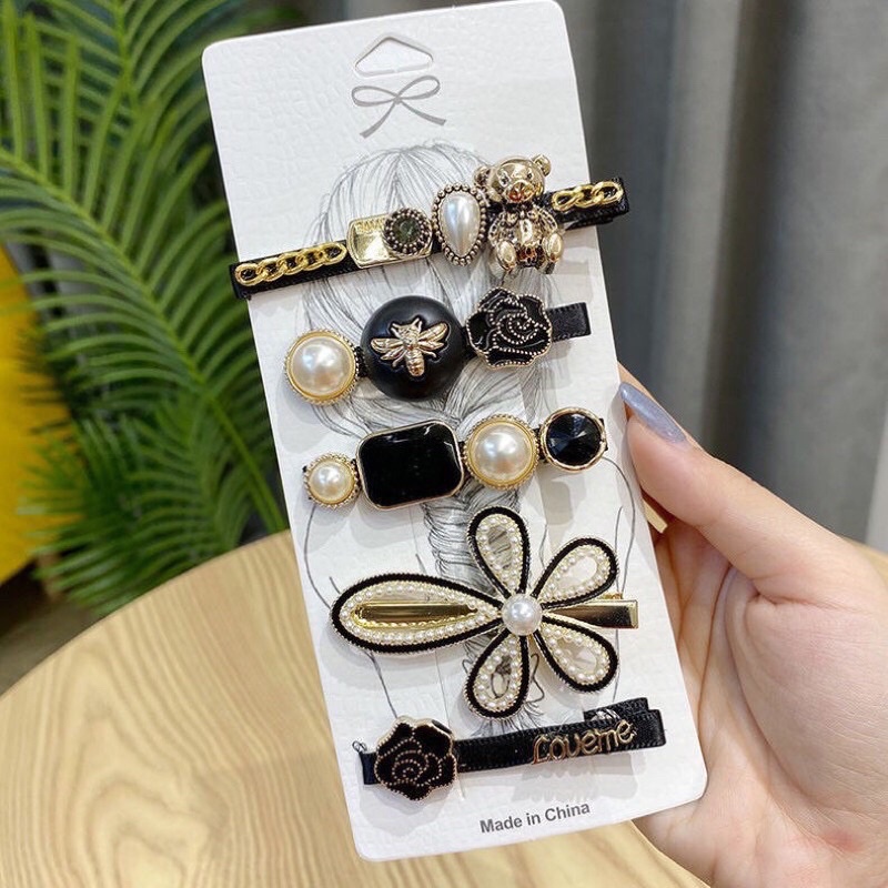 set kẹp tóc tiểu thư sang chảnh ( 5 món)