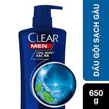 Dầu gội sạch gàu Clear Men Cool Sport bạc hà chai 650g