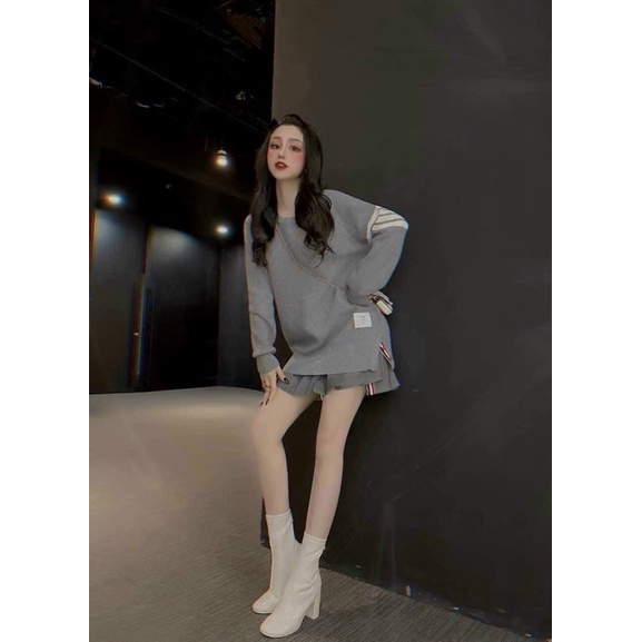 giày boot nữ cổ cao gót 7cm da bóng mũi tròn (fullbox bill túi)