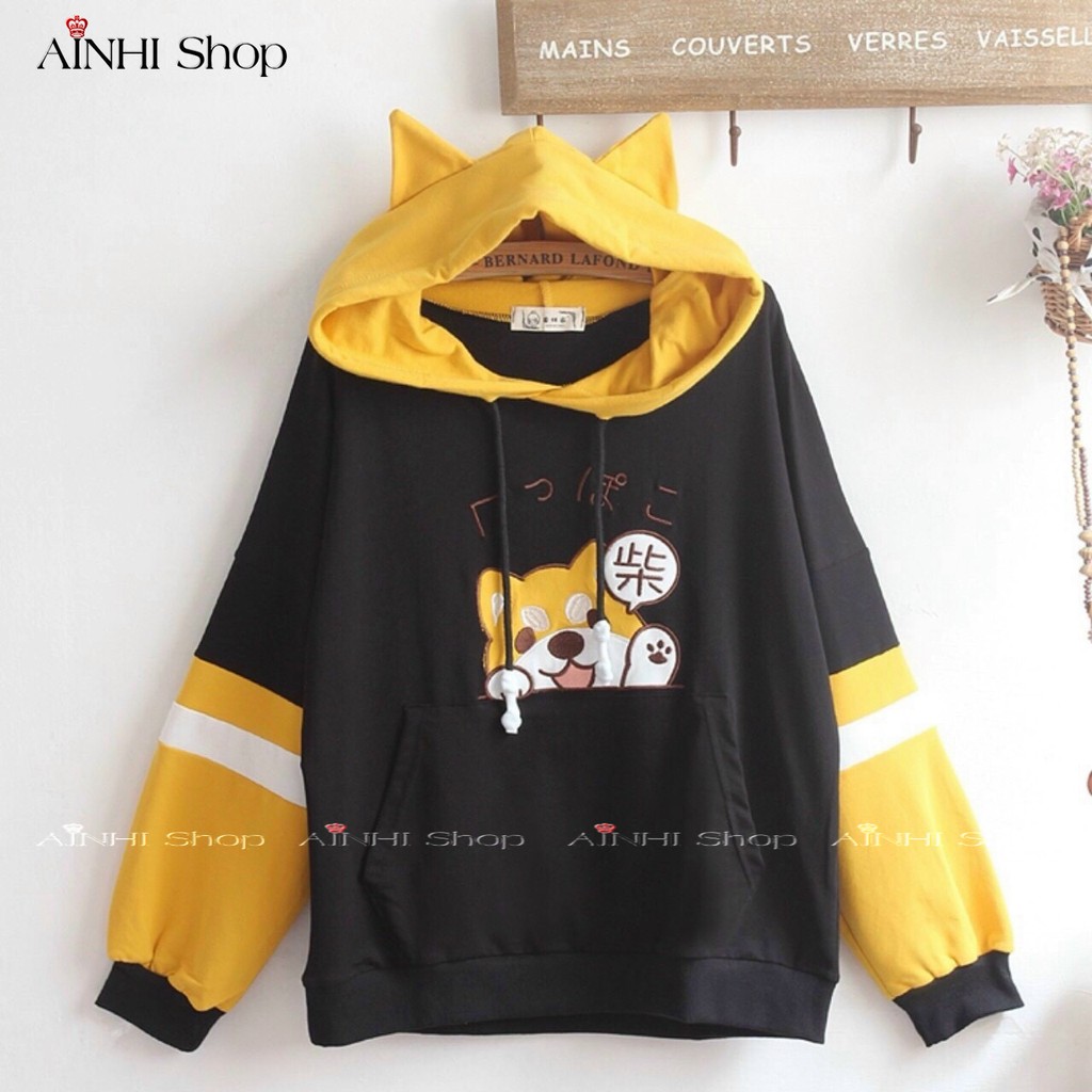 Áo Hoodie ❤️FREESHIP❤️ Áo Khoác Hoodie Nữ (Cún Dễ Thương) Vải Nỉ Nhiều Màu - Áo Hoodie Free Size Dưới 60KG