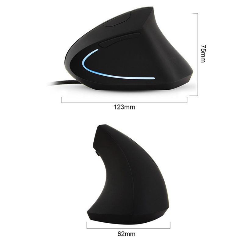 Wired Right Hand Vertical Mouse Ergonomic Gaming Mouse 800 1200 1600 DPI USB Optical Wrist