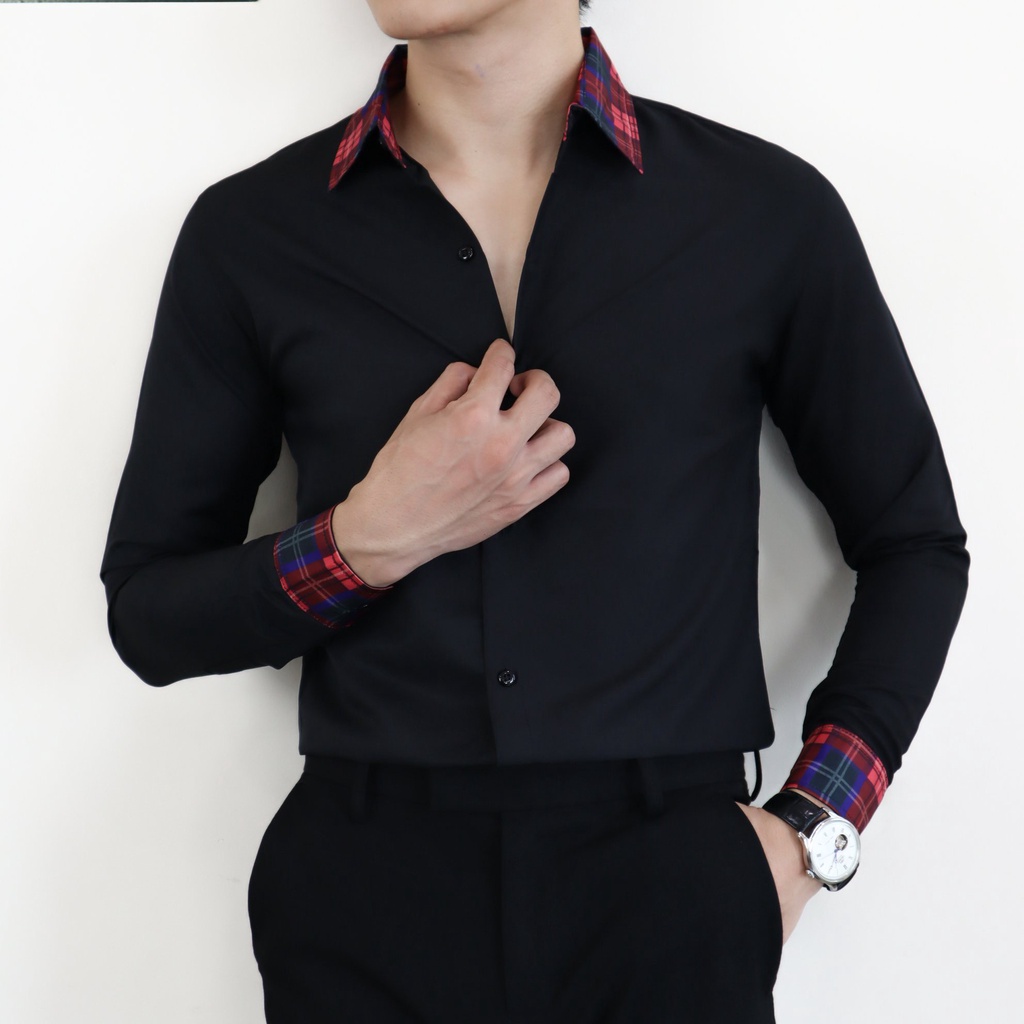 Áo sơ mi nam dài tay vải lụa mềm mịn phong cách hàn quốc