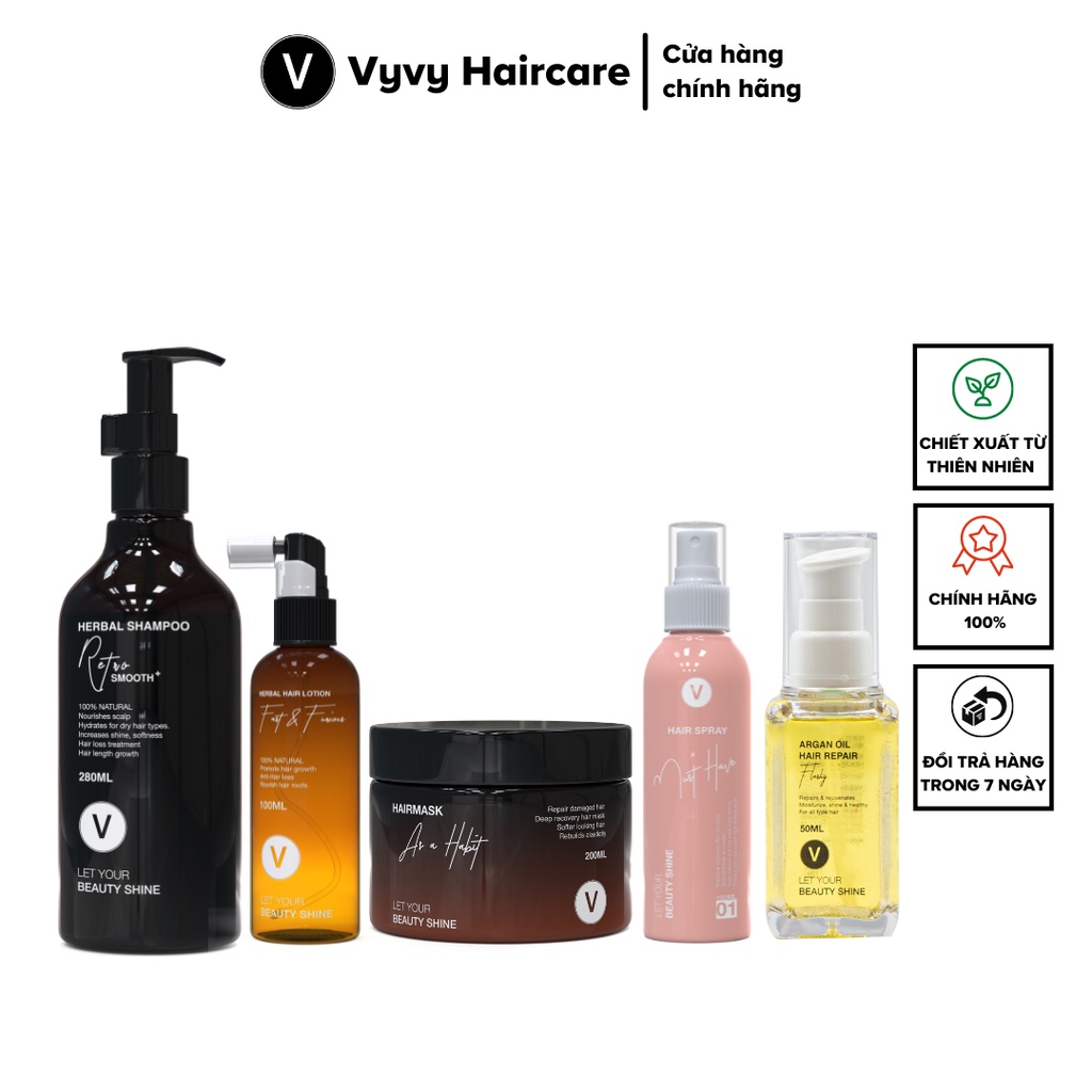 Bộ sản phẩm dưỡng tóc khỏe mạnh mềm mượt bóng bẩy vào nếp combo 17 vyvyhaircare V 780ml