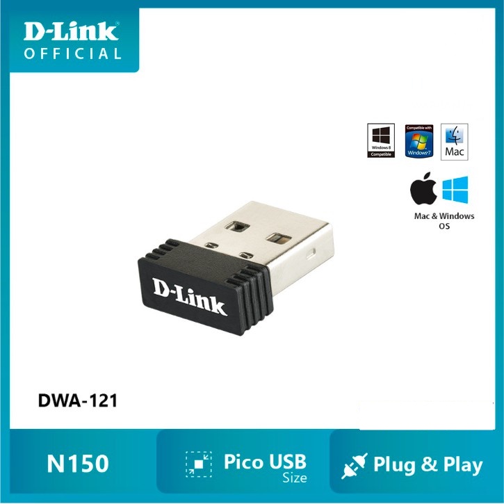 N 150Mbps USB Bộ thu WiFi Siêu nhỏ gọn- D-Link DWA-121 - Hàng Chính Hãng