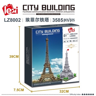 Lắp Ráp Architecture - Lezi 8002 Xếp hình tháp Eiffel ( 3585 mảnh ghép )