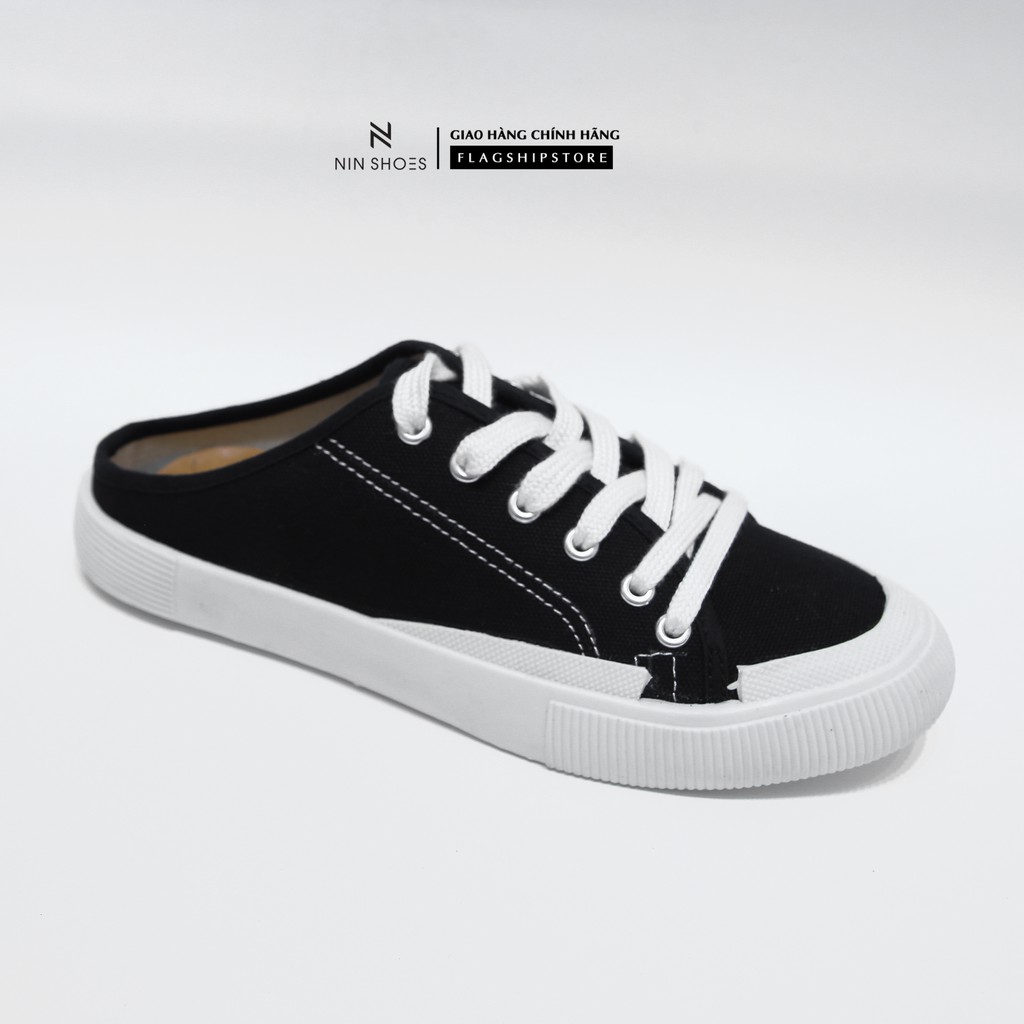 Giày sục nữ Nin Shoes - Giày đạp gót thời trang mũi tròn siêu xinh 2 màu | BigBuy360 - bigbuy360.vn