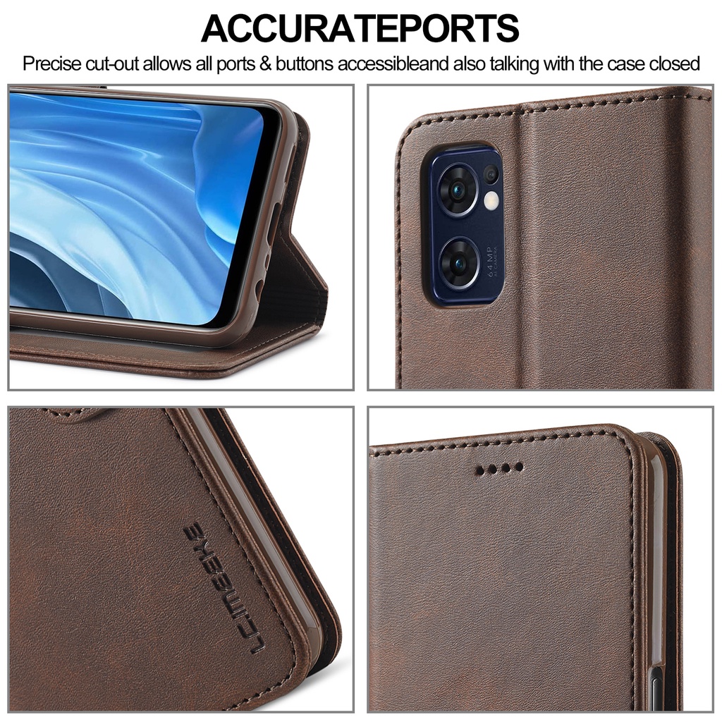 Ốp Điện Thoại Da Gấp Nam Châm Chống Sốc Cho OPPO Reno7 Z Reno7 5G Global Reno6 Reno5 Pro Fan Edition S22 Ultra S21 S20 Plus